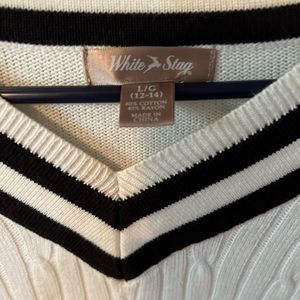 Sweater white with black trim around the neckline size large